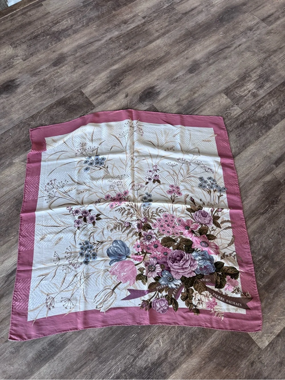 Floral Silk Scarf - Pink